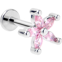 Load image into Gallery viewer, 16G 5/16 Pink CZ Gem Flower Fantastic Internally Threaded Labret