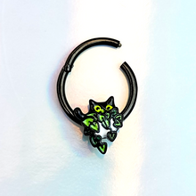 Load image into Gallery viewer, 20G 5/16 Black Pouncing Cat Nose Hoop