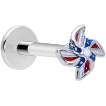 Load image into Gallery viewer, 16G 5/16 Patriotic Pinwheel Labret Monroe Tragus