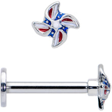 Load image into Gallery viewer, 16G 5/16 Patriotic Pinwheel Labret Monroe Tragus