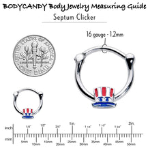 Load image into Gallery viewer, 16G 3/8 Patriotic Uncle Sam Top Hat Cartilage Clicker