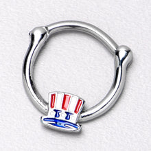 Load image into Gallery viewer, 16G 3/8 Patriotic Uncle Sam Top Hat Cartilage Clicker
