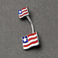 Load image into Gallery viewer, Patriotic Flag Double Mount Belly Ring