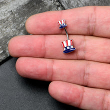 Load image into Gallery viewer, Patriotic Uncle Sam Top Hat Double Mount Belly Ring