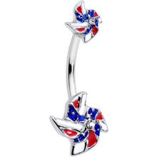 Load image into Gallery viewer, Patriotic Pinwheel Double Mount Belly Ring