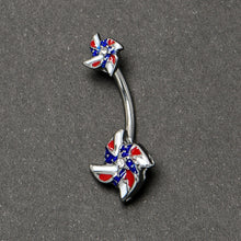 Load image into Gallery viewer, Patriotic Pinwheel Double Mount Belly Ring