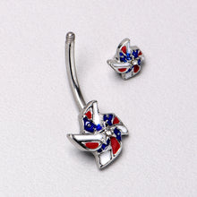 Load image into Gallery viewer, Patriotic Pinwheel Double Mount Belly Ring
