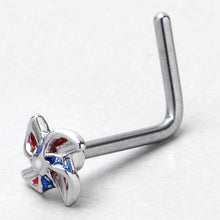 Load image into Gallery viewer, 20G 7mm Patriotic Pinwheel L Shape Nose Ring