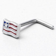 Load image into Gallery viewer, 20G 7mm Patriotic Flag L Shape Nose Ring