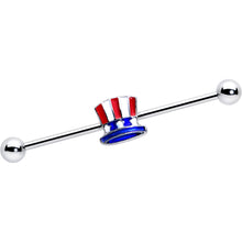 Load image into Gallery viewer, 14G Patriotic Uncle Sam Top Hat Industrial Barbell 38mm