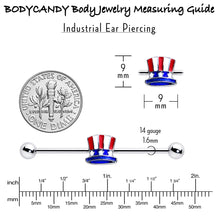 Load image into Gallery viewer, 14G Patriotic Uncle Sam Top Hat Industrial Barbell 38mm
