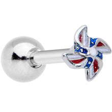 Load image into Gallery viewer, 16G 1/4 Patriotic Pinwheel Cartilage Tragus Earring
