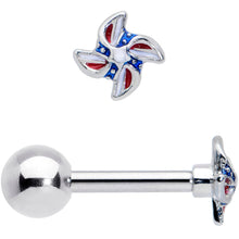 Load image into Gallery viewer, 16G 1/4 Patriotic Pinwheel Cartilage Tragus Earring