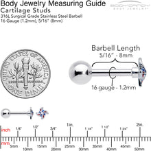 Load image into Gallery viewer, 16G 1/4 Patriotic Pinwheel Cartilage Tragus Earring