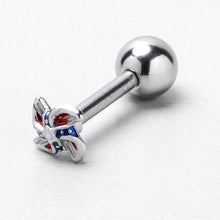 Load image into Gallery viewer, 16G 1/4 Patriotic Pinwheel Cartilage Tragus Earring
