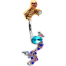 Load image into Gallery viewer, Aurora Gem Abstract Mermaid Double Mount Belly Ring