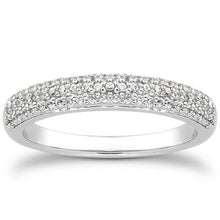 Load image into Gallery viewer, 14k White Gold Triple Multi-Row Micro- Pave Diamond Wedding Ring Band