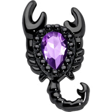Load image into Gallery viewer, 20G 7mm Purple Gem Black Goth Scorpion L Shape Nose Ring