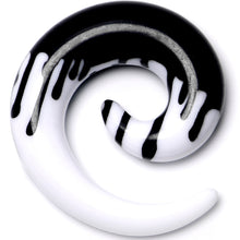 Load image into Gallery viewer, 0G White Black Drip Acrylic Spiral Taper Set