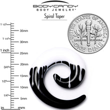 Load image into Gallery viewer, 0G Black White Reverse Drip Acrylic Spiral Taper Set
