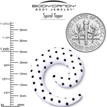 Load image into Gallery viewer, 0G White Acrylic Polka Dots Black Spiral Taper Set