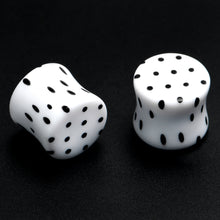Load image into Gallery viewer, White Acrylic Retro Dots Black Double Flare Plug Set 6mm to 20mm Sizes