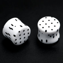 Load image into Gallery viewer, White Acrylic Retro Dots Black Double Flare Plug Set 6mm to 20mm Sizes