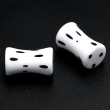 Load image into Gallery viewer, White Acrylic Retro Dots Black Double Flare Plug Set 6mm to 20mm Sizes