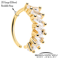 Load image into Gallery viewer, 20G 5/16 Gold Toned Princess Cubic Zirconia Bendable Hoop