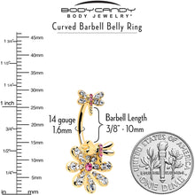 Load image into Gallery viewer, Clear Pink Gem Gold Tone Flower Bug Double Mount Belly Ring