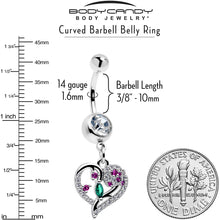 Load image into Gallery viewer, Emerald Passion CZ Gem Heart Dangle Belly Ring