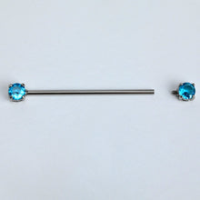 Load image into Gallery viewer, 14G Blue CZ Gem Internally Threaded Industrial Barbell 38mm