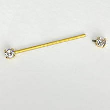 Load image into Gallery viewer, 14G Clear Gem Gold Tone Internally Threaded Industrial Barbell 38mm