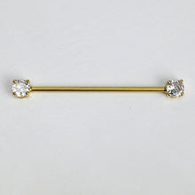 Load image into Gallery viewer, 14G Clear Gem Gold Tone Internally Threaded Industrial Barbell 38mm