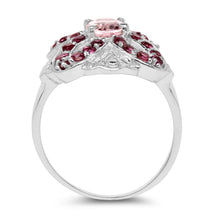 Load image into Gallery viewer, 1.82 Carat Genuine Morganite & Rhodolite .925 Sterling Silver Ring