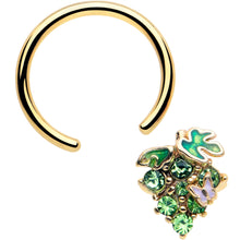 Load image into Gallery viewer, 16G 3/8 Green Gem Gold Tone Butterfly Grapes BCR Captive Ring
