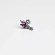 Load image into Gallery viewer, 20G 7mm Clear Gem Purples Dazzling Butterfly L Shape Nose Ring