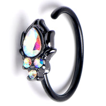 Load image into Gallery viewer, 20G 5/16 Aurora Gem Black Dream Drop Nose Hoop