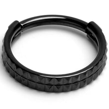 Load image into Gallery viewer, 16G 3/8 BlackPVD Pyramid Cut Double Hoop 316L Surgical Steel Hinged Segment Ring