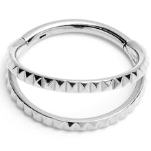 Load image into Gallery viewer, 16G 3/8" 316L Steel Double Spike Precision Hinged Segment Ring