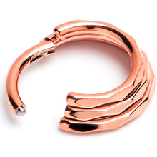 Load image into Gallery viewer, 16G 5/16 Rose Gold PVD Faceted Triple Stack Hoop Titanium Hinged Segment Ring