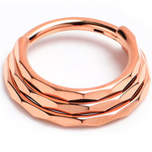 Load image into Gallery viewer, 16G 3/8 Rose Gold PVD Faceted Triple Stack Hoop Titanium Hinged Segment Ring