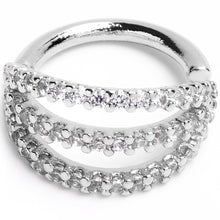 Load image into Gallery viewer, 16G 5/16 Clear CZ Gem Faux Triple Hoop Closure Ring