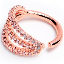 Load image into Gallery viewer, 16G 5/16 Clear CZ Gem Rose Gold Tone Faux Triple Hoop Closure Ring