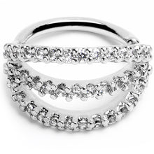 Load image into Gallery viewer, 18G 5/16 Clear CZ Gem Faux Triple Hoop Closure Ring