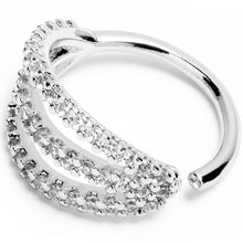 Load image into Gallery viewer, 18G 3/8 Clear CZ Gem Faux Triple Hoop Closure Ring