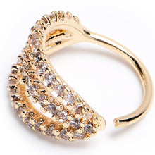 Load image into Gallery viewer, 20G 5/16 Clear CZ Gem Gold Tone Faux Triple Hoop Nose Hoop