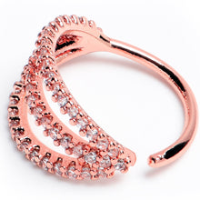 Load image into Gallery viewer, 20G 3/8 Clear CZ Gem Rose Gold Tone Faux Triple Hoop Nose Hoop