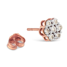 Load image into Gallery viewer, 10K Rose Gold Diamond Floral Stud Earrings (0.5 cttw, J-K Color, I1-I2 Clarity)