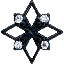 Load image into Gallery viewer, Clear CZ Gem Black Gothic Star Barbell Tongue Ring